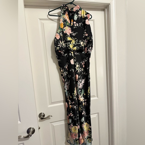Petal & Pup black floral satin dress, size Large. OR BEST OFFER - Picture 2 of 4